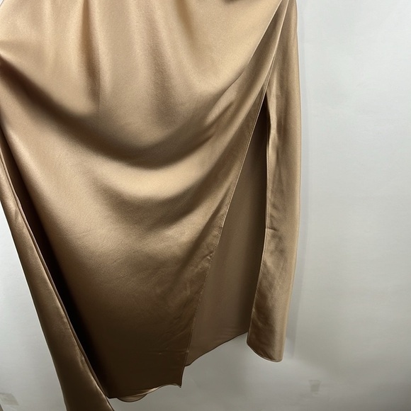 Revolve SER.O.YA by Retrofete Silk Emma Dress in Natural Tan Gold Size Large - Picture 9 of 12